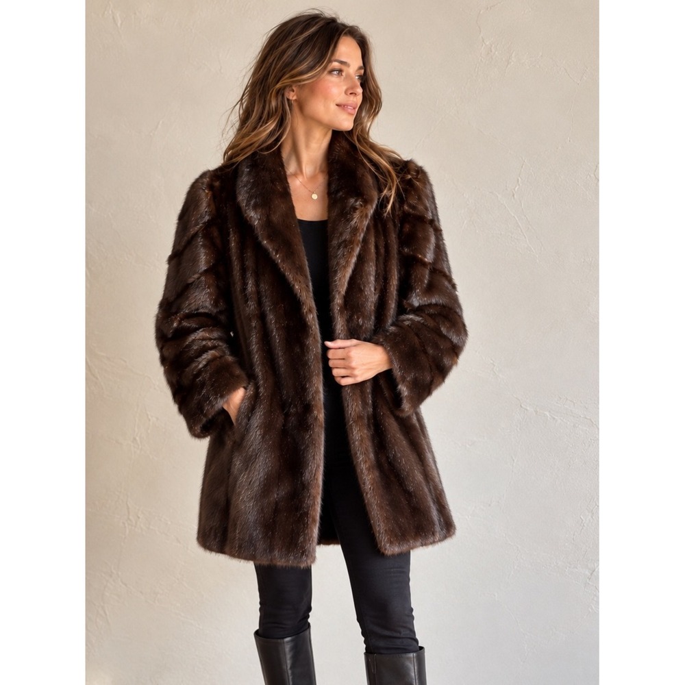 Vintage 90s Dark Brown Mink Fur Coat Old Money Mob Wife Heirloom Knee Length